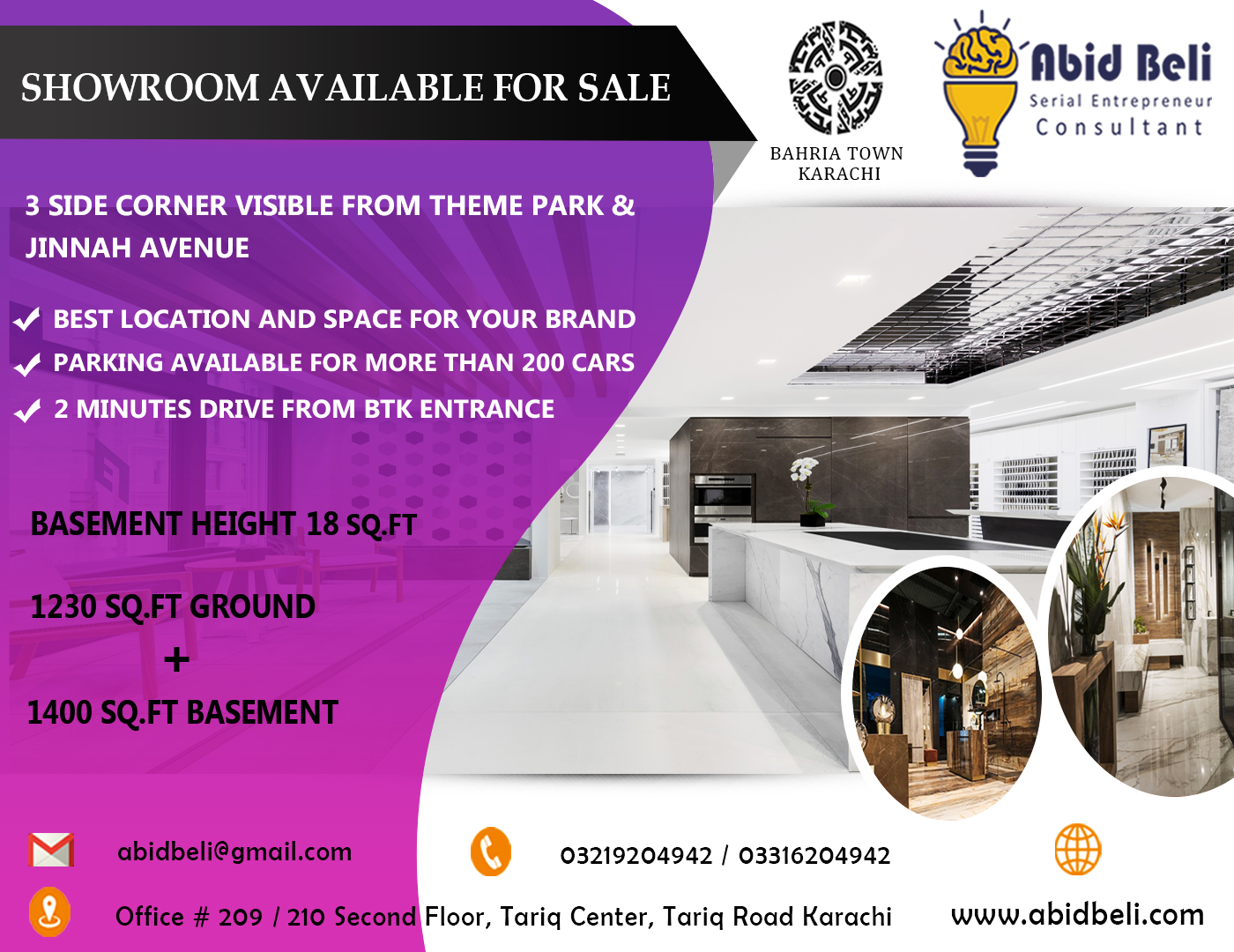 2630 sqft, 3 Side Corner Showroom available for sale in Bahria Town Karachi