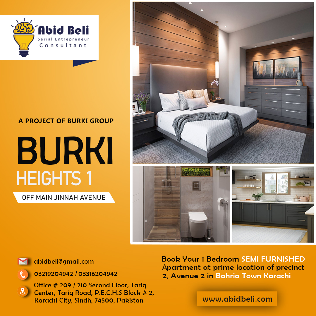 One bed Semi Furnish Luxury Apartment in BTK in Just 18lacs Down Payment.